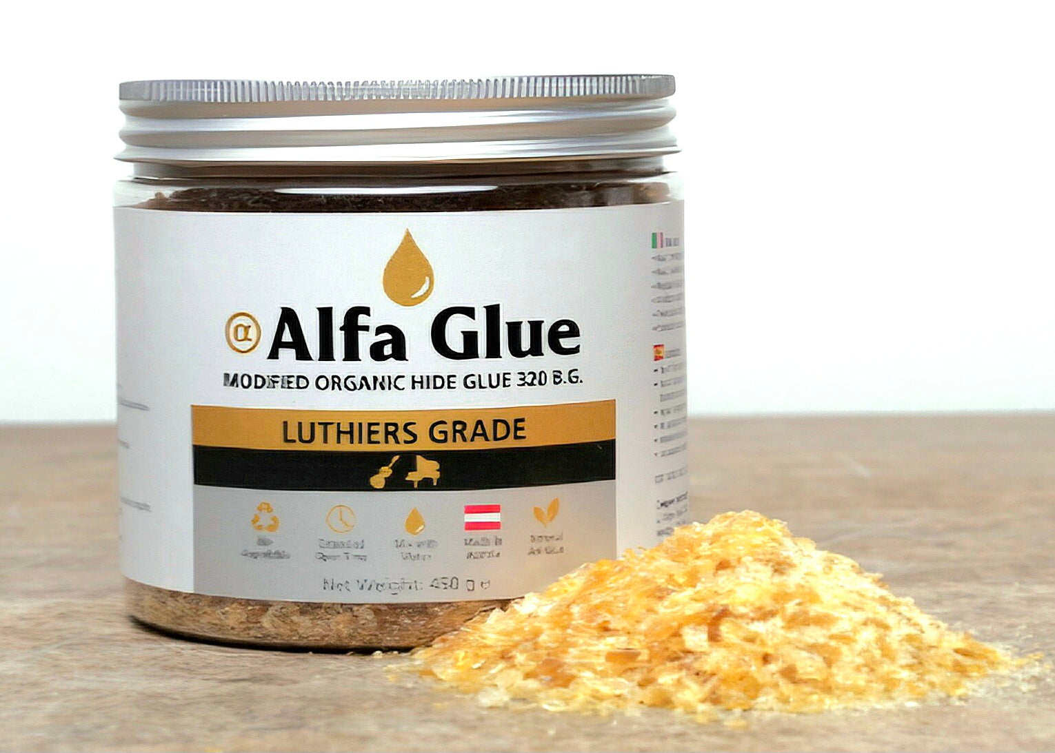 Hide Glue,Organic Animal Glue/ Hautleim/ Technical Gelatine 320 Bloom grade for Luthiers-1kg