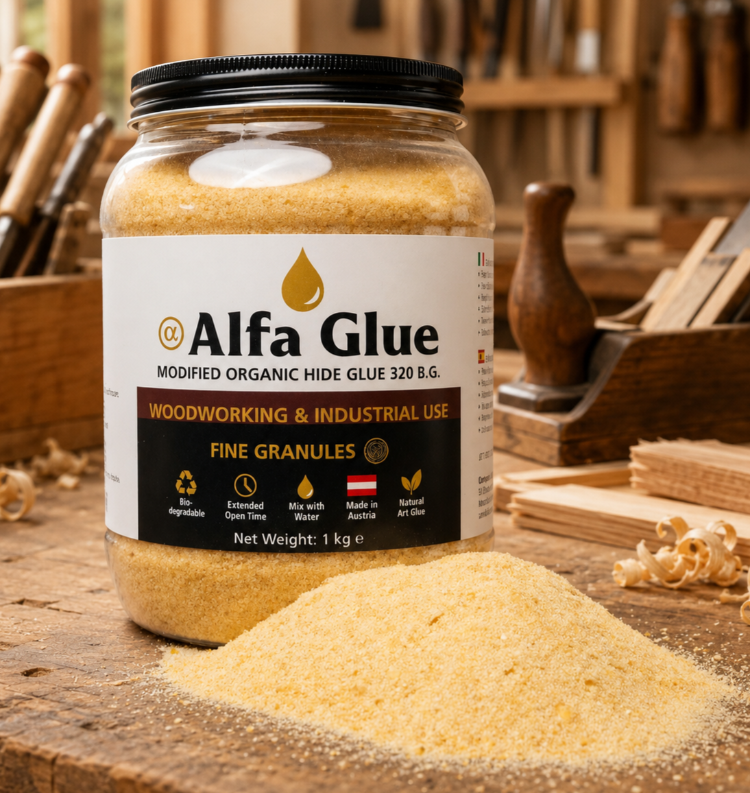 Hide Glue ,Organic Animal Glue/ Hautleim/ Technical Gelatine 320 Bloom grade/Fine-Grain for woodworking